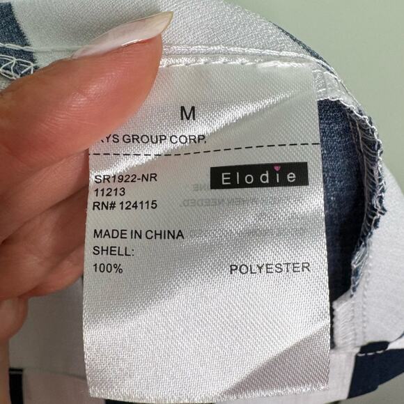 Elodie Navy Stripe Trendy Open Front Blazer Jacket Long Sleeve Size Medium - Picture 8 of 10